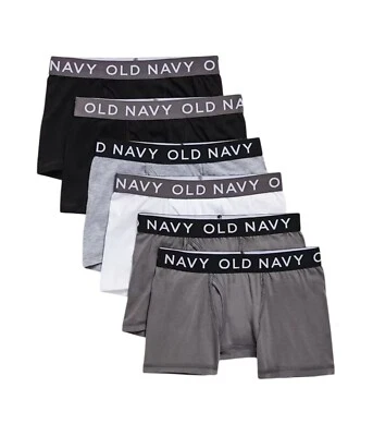 Old Navy Boys Size Medium ~ Solid Boxer Briefs 6-pack $25 NWT Gray White Black - Image 1 of 2