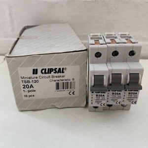 3 X 20A MCB CIRCUIT BREAKER TSB-120 1-pole JOBLOT CLIPSAL - Picture 1 of 7
