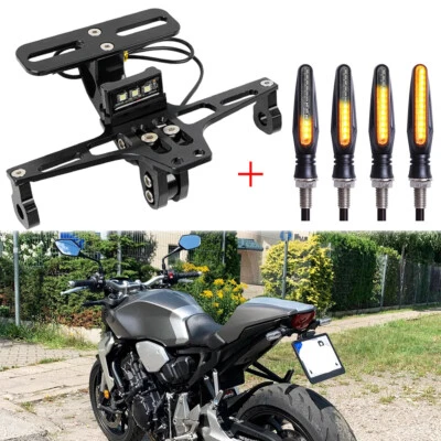 Soporte de montaje de matrícula trasero de motocicleta luces de señal de giro para Honda CB1000R Foto 1 de 4