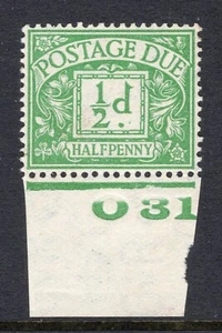 1924 1/2d EMERALD KGV WMK U/MOUNTED MINT CONTROL (O31) SINGLE. SG D10 - Picture 1 of 1
