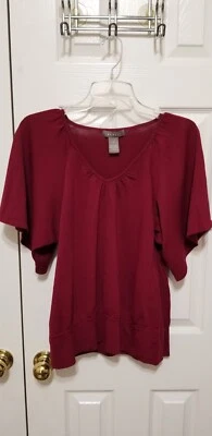 Kenar Womens Short Sleeve V-Neck Blouse, Oversized Sleeve. Size L. EUC — 第 1/4 张图片