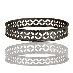 Black Rhodium 925 Sterling Silver Handmade CZ Gemstone Cuff Bangle Jewelry - Picture 1 of 3