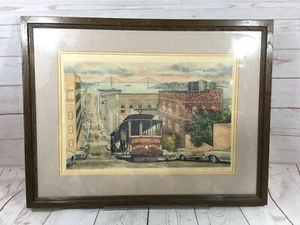 PAUL GEYGAN San Francisco Cable Car Painting Etching Pencil Signed LE Art - Picture 1 of 12