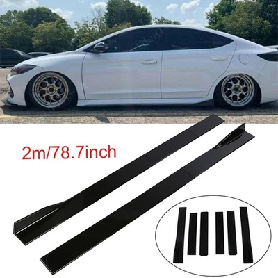 78.7" Side Skirt Extension Rocker Panel Gloss Black For Hyundai Veloster Elantra - Image 1 of 4