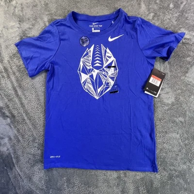 Nike рубашка для мальчиков большой синий Dri-Fit хлопок футбол графический Athletic новый ярлык - Изображение 1 из 4