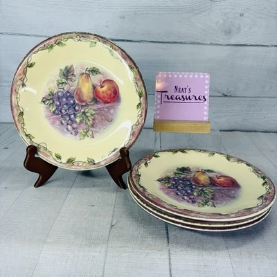 JC Penny Home Collection FRUIT MULTI Purple Melamine Salad Lunch Plates Set of 4 - Image 1 of 4