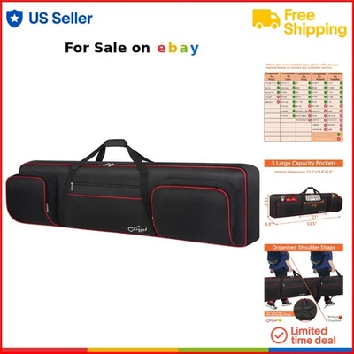 88 Key Keyboard Case Soft Padded Waterproof Carrying Bag with Pockets - Image 1 of 4