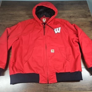 Wisconsin Badgers Red Carhartt Hooded Jacket Size 2XL Top Zustand - Bild 1 von 9