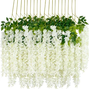 12Pcs Artificial Wisteria Vine 3.6ft Hanging Garland for Wedding Party Home Deco - Picture 1 of 11