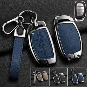 Zinc Alloy Leather Car Key Fob Case Cover For Hyundai Elantra Sonata ix35 Tucson - Picture 1 of 16