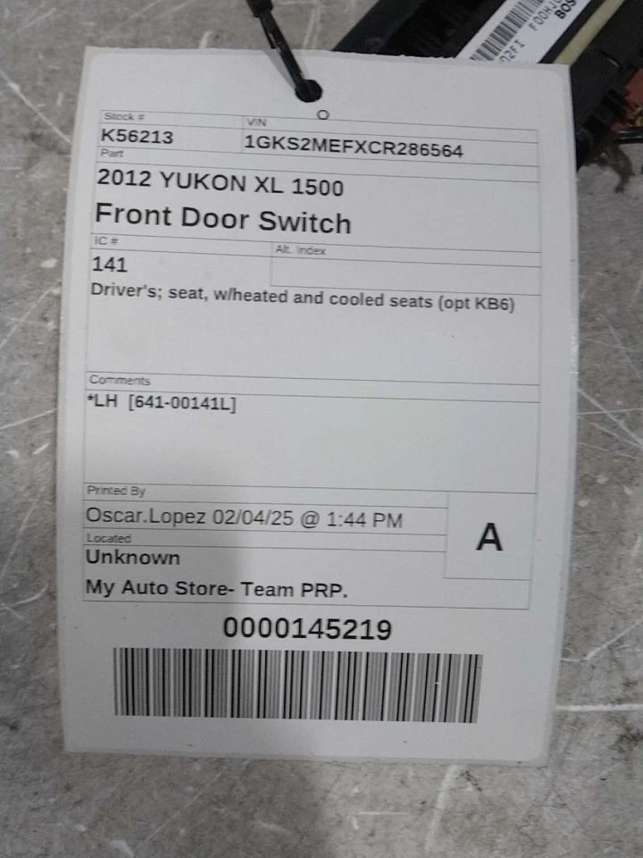 Interruptor de puerta delantera del conductor individual para camioneta Sierra 2500 09-14 388438 Foto 1 de 4