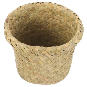 Cesta de basura multifunción hierba marina tejida cesta de basura doméstica bote de basura - Imagen 1 de 12