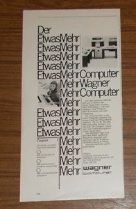 Seltene Werbung WAGNER COMPUTER WAC 12 40 400 Systeme #1 1972 - Afbeelding 1 van 1