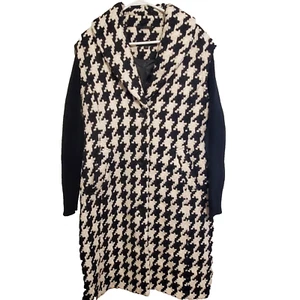 Kenneth Cole Women's Wool Blend Heavy Knit Coat Houndstooth Black/White Medium - Picture 1 of 3