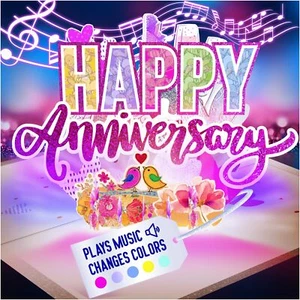 100 GREETINGS LIGHTS & MUSIC Happy Anniversary Card for Husband & Wife - Play... - Picture 1 of 6