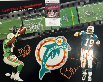 Foto firmada autografiada por BERNIE KOSAR & OJ MCDUFFIE Miami Dolphins 16x20 certificado de autenticidad JSA Foto 1 de 4