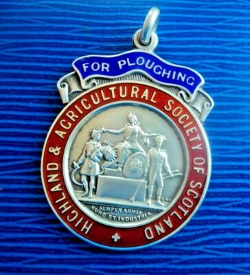 Silver & Enamel Medal Highland & Agricultural Soc. Scotland Ploughing 1927/36/50 - Image 1 of 4