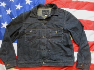 CHAQUETA DE CAMIONERO DE TRABAJADOR ESTADOUNIDENSE de mezclilla cruda 1969 estilo 1st GAP 1969 rara de colección grande - Imagen 1 de 19