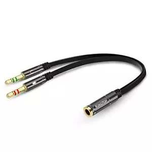 Kingtop Headset Splitter Cable 3.5mm Female to 2 Male for PC Computer and Old - Picture 1 of 8