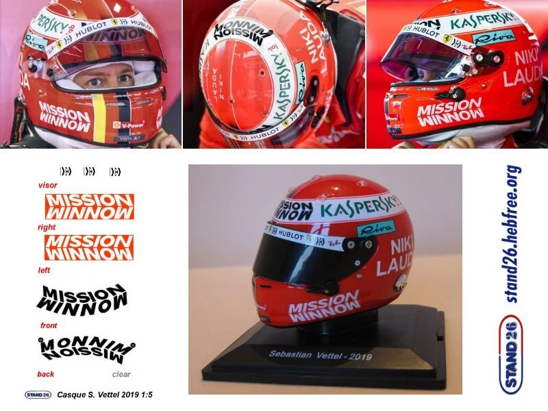 313 Decals casque casco helmet Vettel 2019 for Centauria Spark 1:5 - Image 1 of 1
