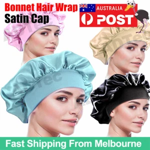 Sleeping Bonnet Hair Wrap Silk Satin Cap Women Elastic Night Soft Hat Headwear - Picture 1 of 15
