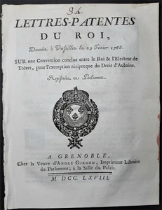 [Altes RECHT] Briefe Patente Schnäppchenrecht König & Waffenstillstandskurfürst 1768 - Bild 1 von 2