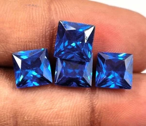 4 Pcs Lot AAA Natural Ceylon Blue Sapphire Princess Cut 7x7mm Loose Stones 5DOW - Picture 1 of 11