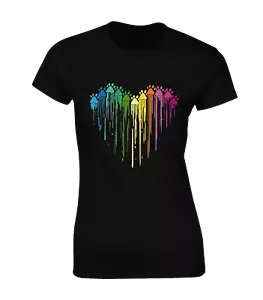 LOVE HEART PAINT PAW PRINT LADIES T SHIRT COOL ANIMAL DOG LOVER CAT GIFT PRESENT - Picture 1 of 12
