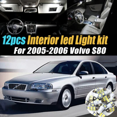 Paquete de kit de bombillas LED interiores súper blancas para automóvil de 12 piezas para Volvo S80 2005-2006 Foto 1 de 4