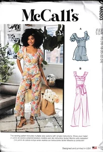Romper Jumpsuit & Sash Plus Size 16-24 Mcalls 8203 Sewing Pattern - Picture 1 of 7