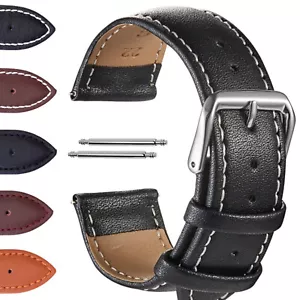 Echtleder Uhrenarmband Braun Schwarz Ersatz Lederband Basic Leder 16 18 20 22 24 - Bild 1 von 10