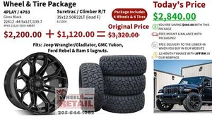 SET OF 4 WHEEL & TIRE PACKAGE | 4Play 4P83 22x12 -44 5x127/5x139.7 GB | 35x12.50 - Picture 1 of 10