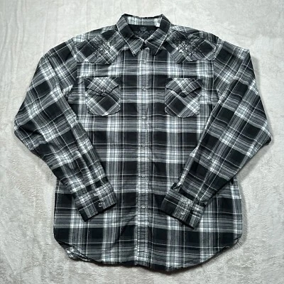 Guess Shirt Mens XXL Black Gaucho Embroider Pearl Snap Western Rodeo Sawtooth - Image 1 of 4