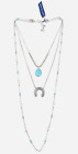 LUCKY BRAND Squash Blossom Turquoise Teardrop 4-way 2-Tone Layered Necklace NWT