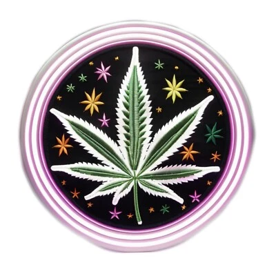 Cosmic Stoner Patch Iron-on Applique Clothing Hippie Boho Herbal Medicine Weed - Image 1 of 4