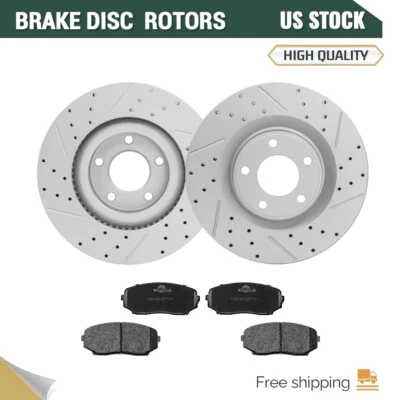 Rotores perforados de disco delantero + pastillas de freno de cerámica para Ford Edge Lincoln MKX 2007-2014 Foto 1 de 4