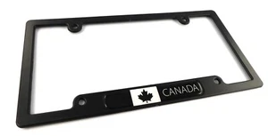 Canada Canadian BLACK Flag Black Plastic Car License plate frame dome decal - Foto 1 di 4