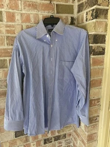 Arrow Shirt Mens M Blue Pinstriped Long Sleeve Button Down Dress Wrinkle Free - Picture 1 of 8