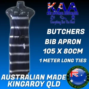 2 X Butchers Apron Bib Navy/white 105x80cm, Kitchen Apron - Picture 1 of 2