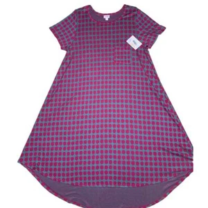 LuLaRoe Womens Dress Size 3XL Carly Teal Green Dark Pink Polka Dots Rayon 3X NWT - Picture 1 of 5