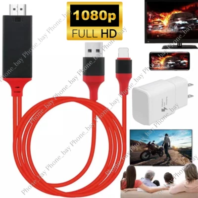 Adaptador HDMI Espejo AV Cable Teléfono a TV HDTV 1080P Para iPhone 14 13 12 iPad Foto 1 de 4