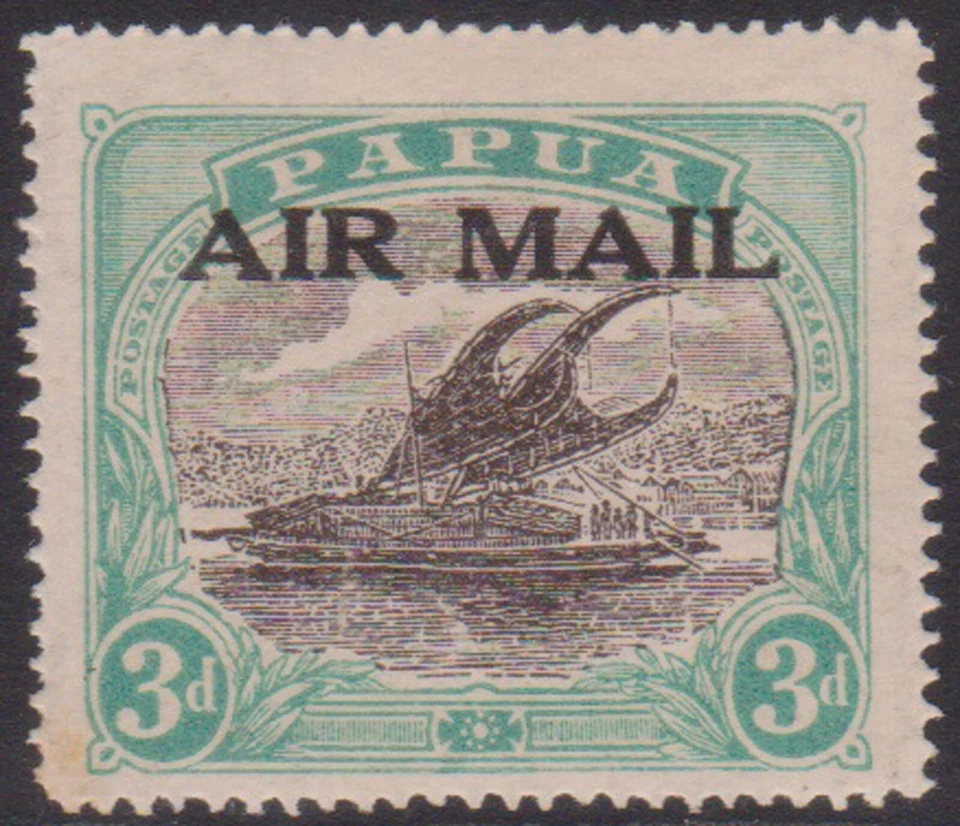 (F321-132) Sello de correo aéreo LAKATOI 1921 Papúa 3d grande negro y azul (EG)  Foto 1 de 1