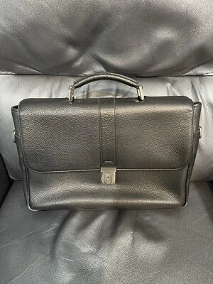 Trafalgar Black Pebble Leather Executive Messenger Bag - Image 1 of 4