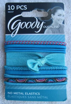 10 bandas para el cabello Goody Ouchless Designer Series cinta elástica de metal pony blanco Foto 1 de 4