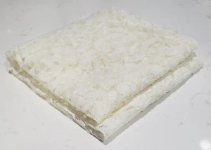 Embroidered Stretch Lace Apparel Fabric Sheer Pearl White Floral 48L x 30W - Picture 1 of 2