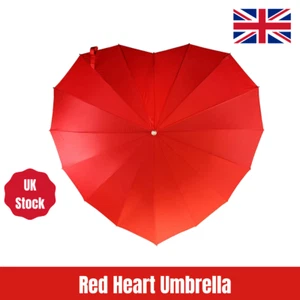 Red Heart Umbrella - Ladies Heart Shaped Umbrella - Picture 1 of 7