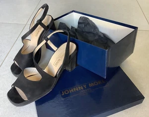 Vintage Johnny Moke Women's Black Suede Peep Toe Sandals Size UK 5 - Picture 1 of 9