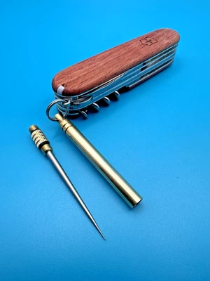 Brass EDC Awl Keychain Tool Compatible Accessory for Victorinox Swiss Army Knife - Image 1 of 4