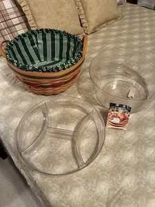 1999 LONGABERGER HOLIDAY HOSTESS PINECONE BASKET (LEATHER HANDLES W/4 SECTIONS - Picture 1 of 6