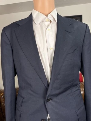 Tom Ford Navy Blue Wool Blazer Suit Jacket Birdseye 48 38R US Men's Notch - Image 1 of 4
